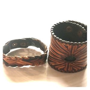 Leather Vintage braclets~unisex Jewelry - ~STUNNING~ ESTATE FIND~2 MENS LEATHER BRACLETS Leather Vintage braclets~unisex Jewelry - ~STUNNING~ ESTATE FIND~2 MENS LEATHER BRACLETS